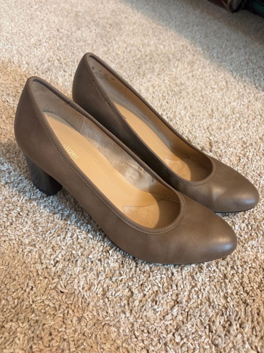 Naturalizer Taupe Mid Block Heel Pumps